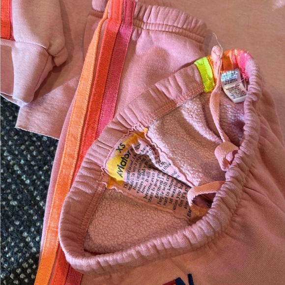 Aviator Nation Pink Lightning Bolt Crop Sweatshirt and Joggers Set - Picture 3 of 3